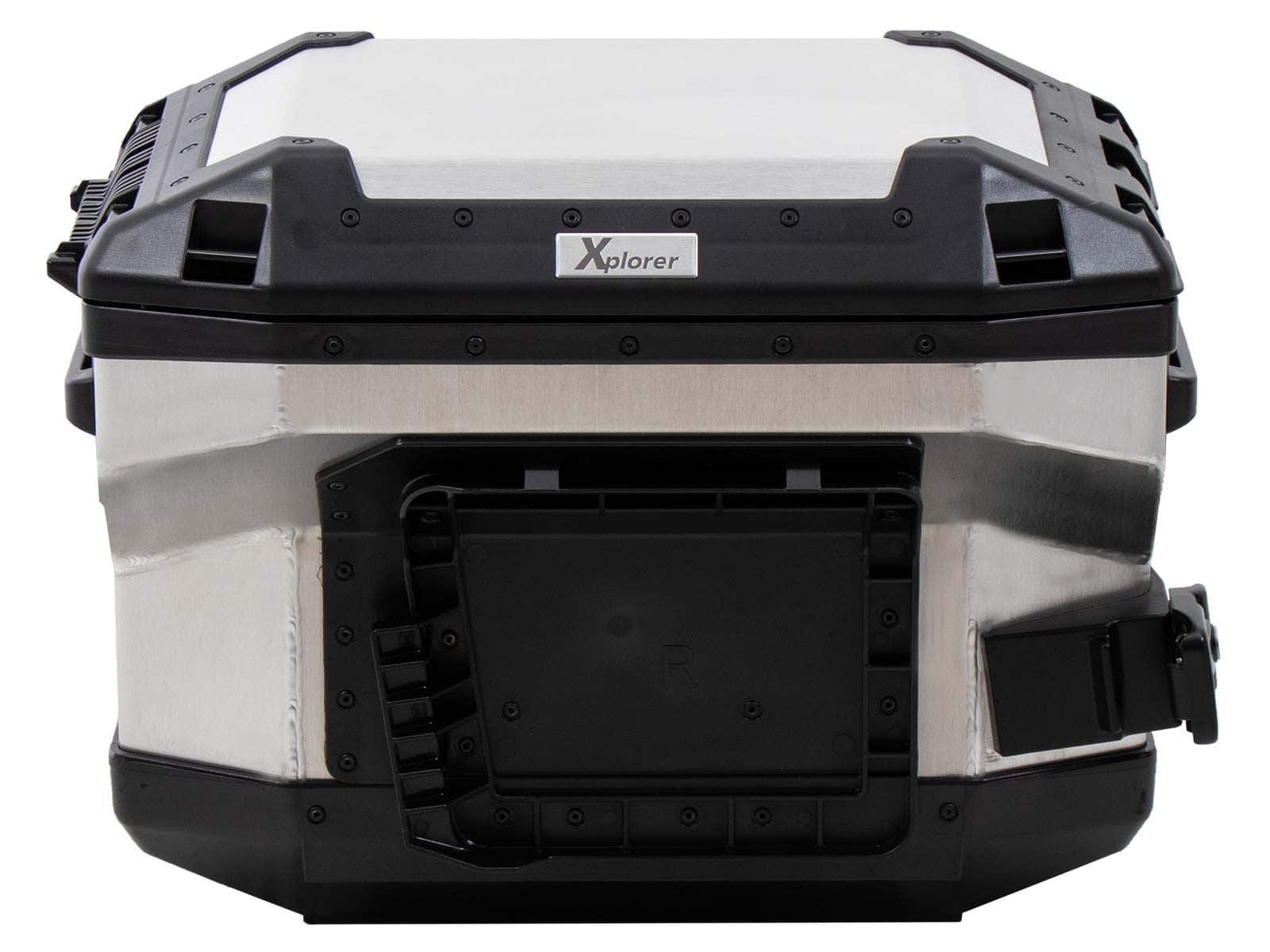 Valises latérales Alu Xplorer 37 Cutout (évidées pour le pot d'échappement) droit argenté Hepco & Becker