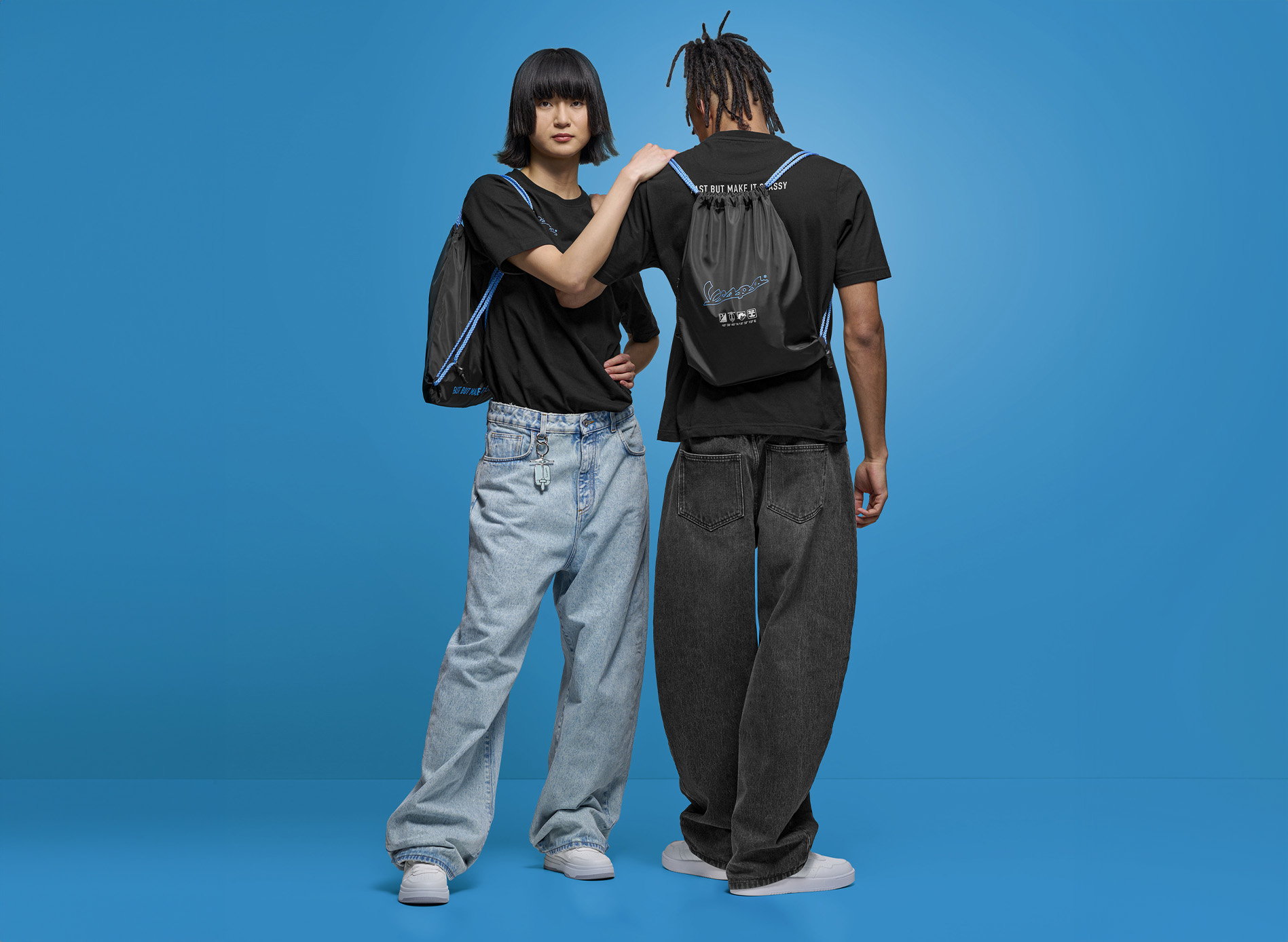 Sac de sport/sac à dos Vespa noir bleu Collection DEC