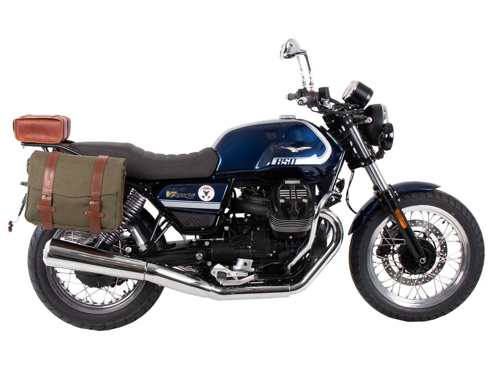 Supports latéraux C-Bow chromés pour Moto Guzzi V7 850 Spécial/Stone/Centenario (21-24) Hepco & Becker