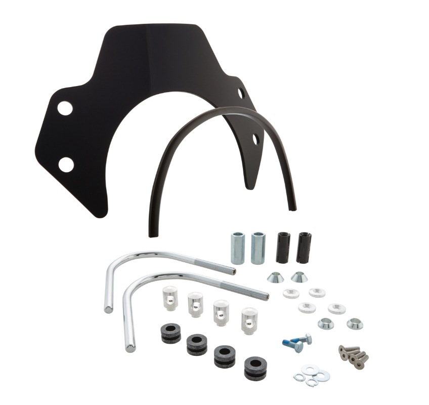 Flyscreen pour Vespa GTS/GTS Super/GT/GT L 125-300ccm, support argenté, teinté noir