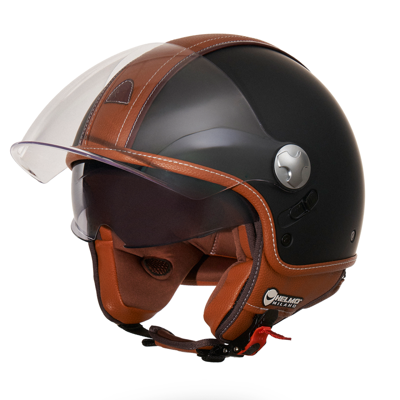 Helmo Milano Demi Jet, PelleDura Premium, noir mat, marron