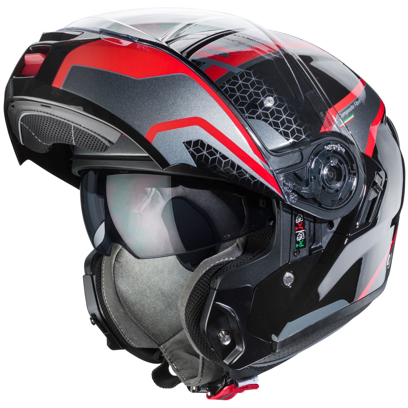 Caberg casque Levo Sonar, noir/rouge-anthracite