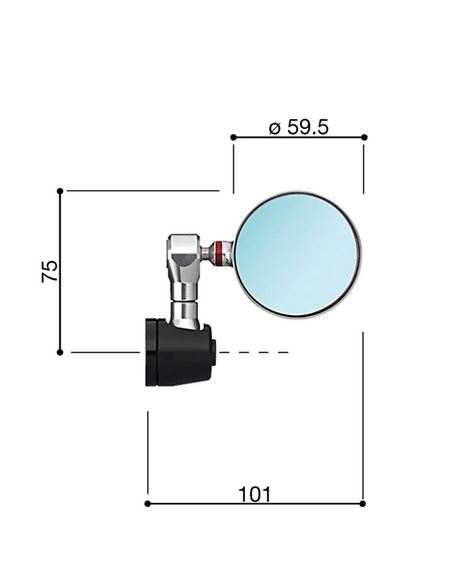 Rétroviseur d'extrémité de guidon RIZOMA "SPY-R" Ø 57 mm gauche ou droite pour Vespa, noir/argent anodisé