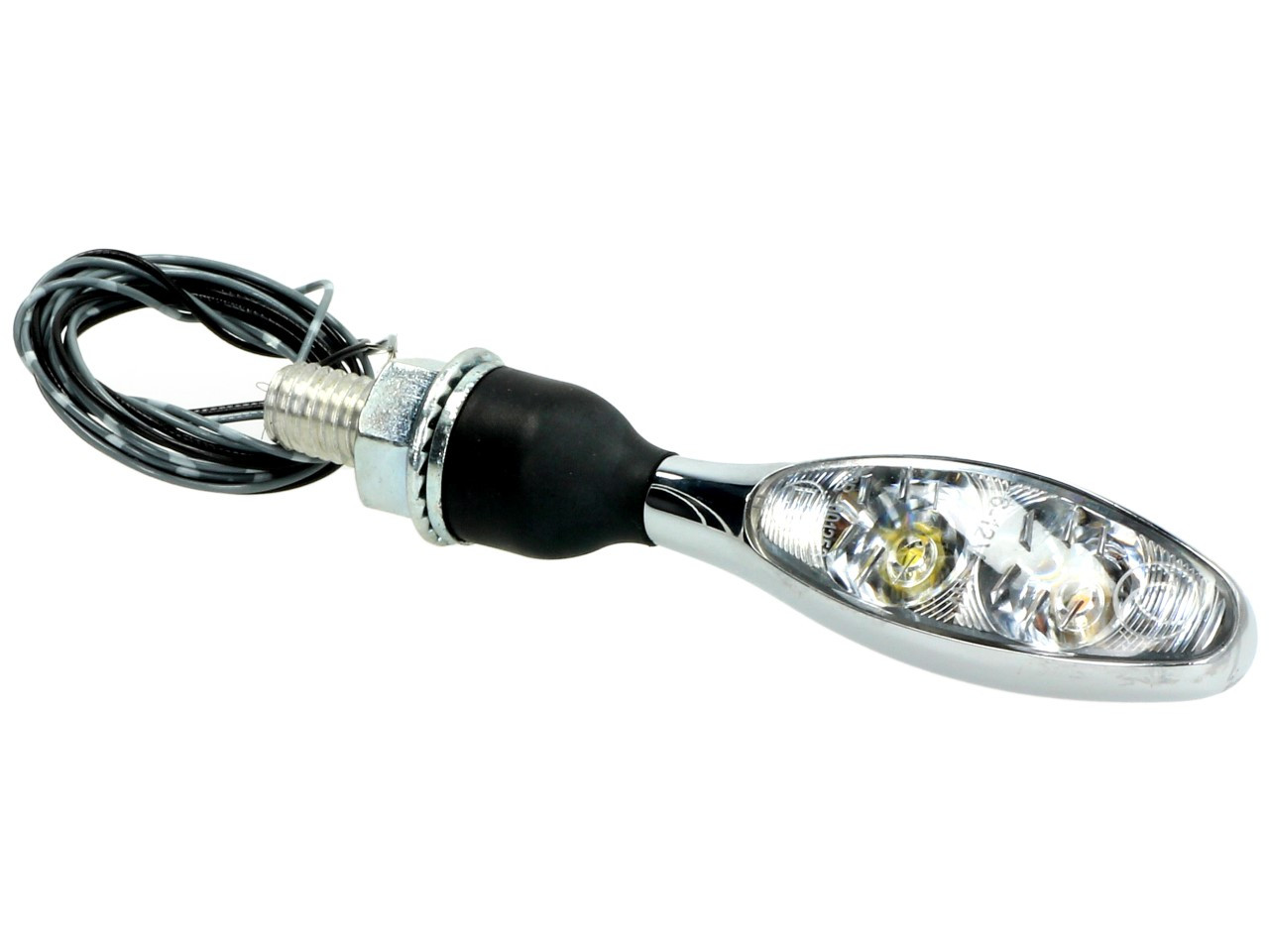 Clignotant Kellermann avec feu de position, Micro 1000 PL, acier, LED, VL/VR, 12 V, chrome brillant, M8x20