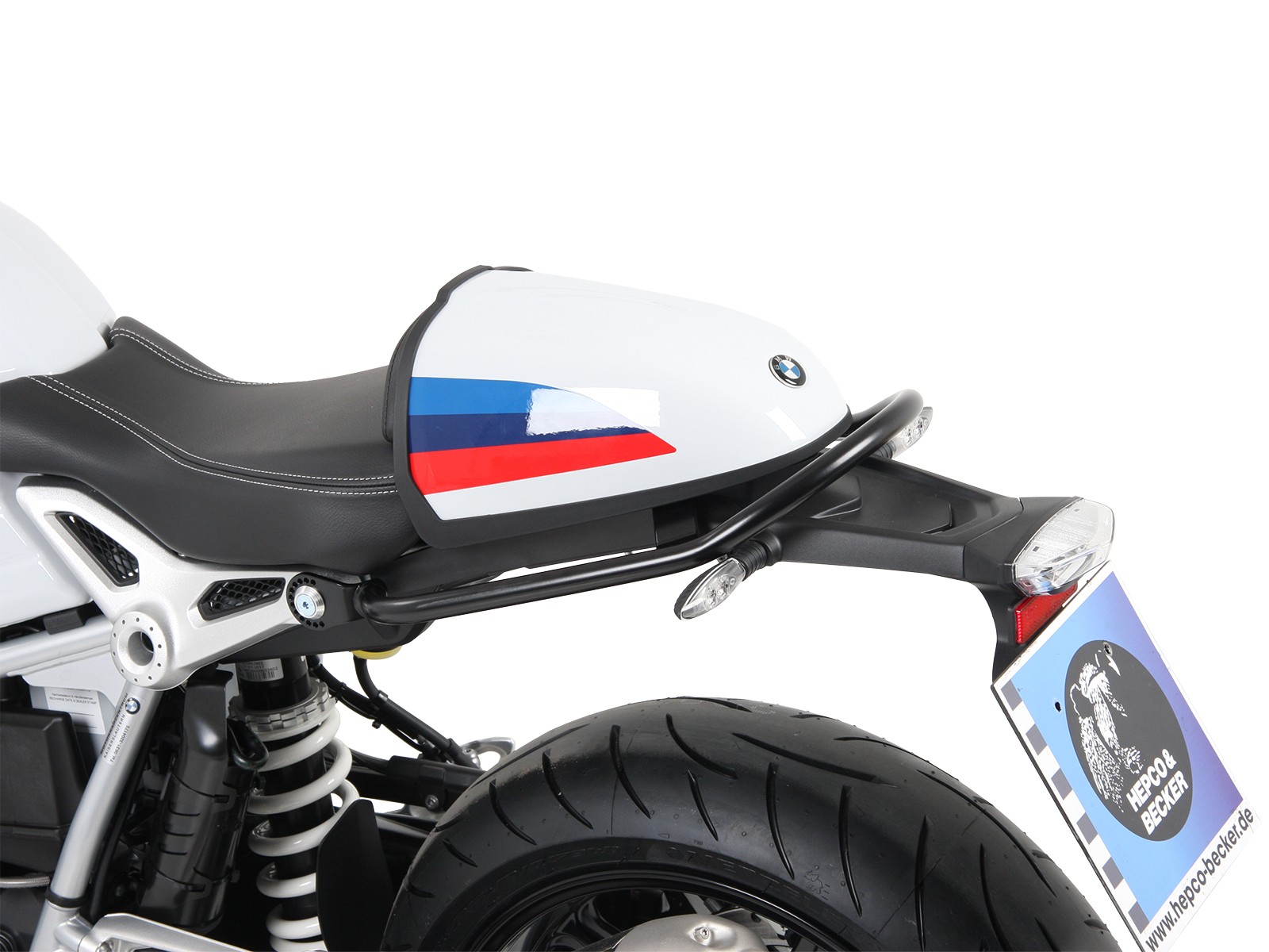 Poignée de maintien du passager / rail noir pour BMW R nineT Racer (17-20) Hepco & Becker
