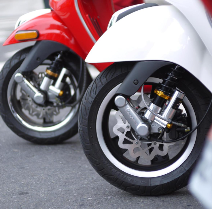 Amortisseur avant pour Vespa GTS/GTS Super/GTV/GT 60/GT/GT L, argent/orange