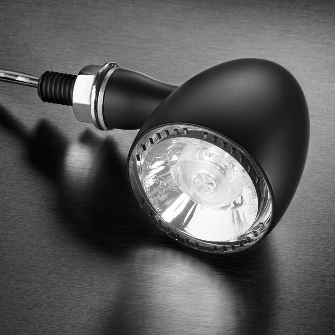 Clignotant Kellermann avec feu de position, Bullet 1000 PL white, acier, LED, VL/VR, 12 V, noir mat