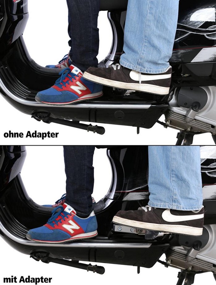 Adaptateur de repose-pieds passager pour Vespa GTS/GTS Super/GTV/GT 60/GT/GT L 125-300ccm, argent brillant