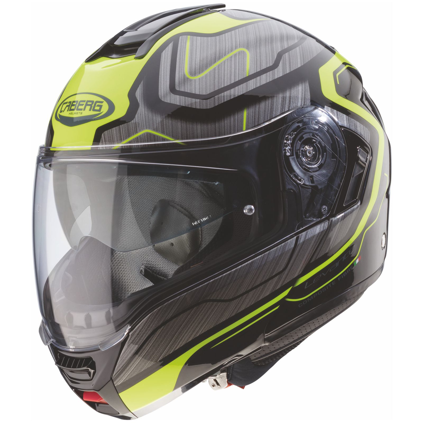 Caberg casque Levo Flow, noir/gris-fluo-jaune