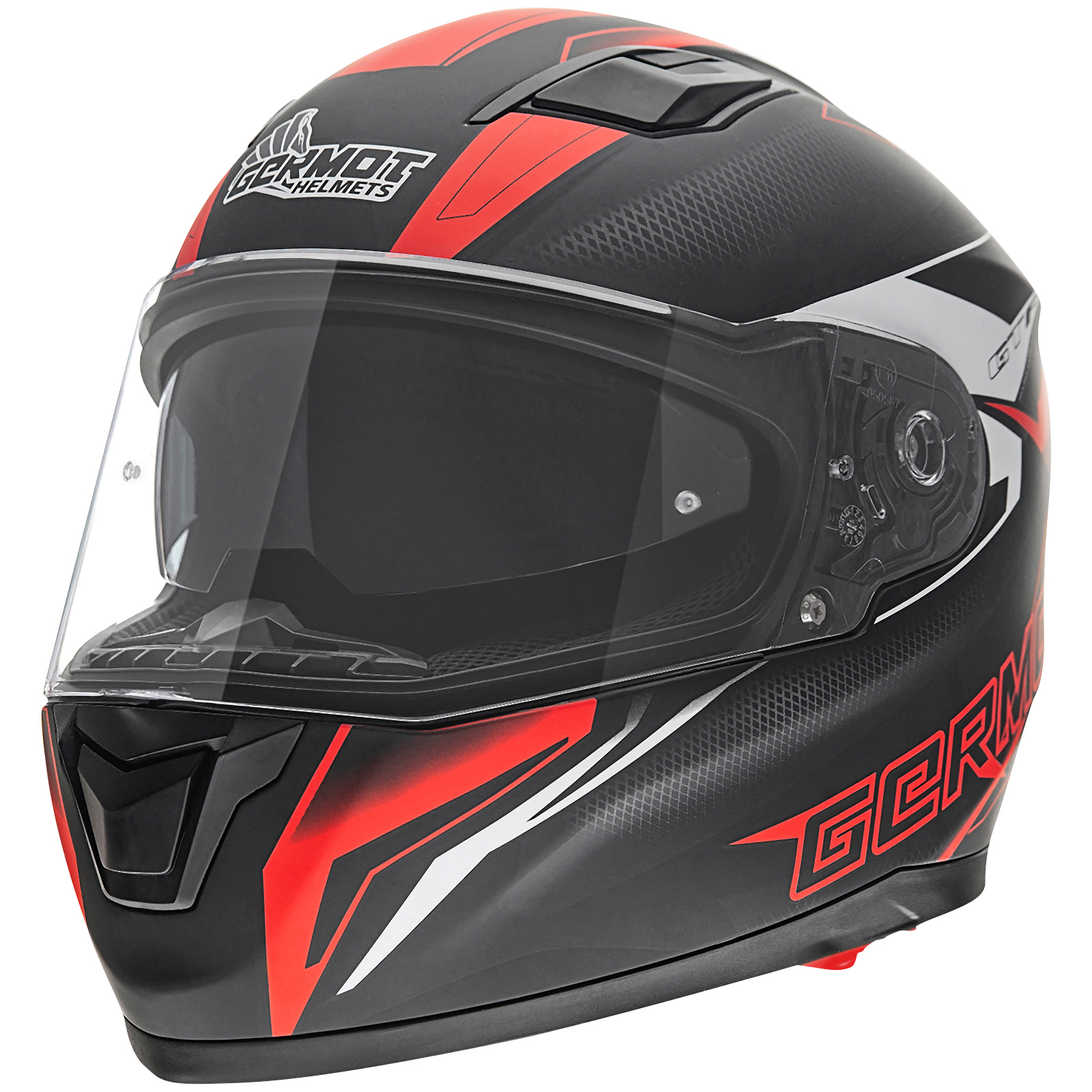 Germot casque intégral GM 330, noir mat/rouge