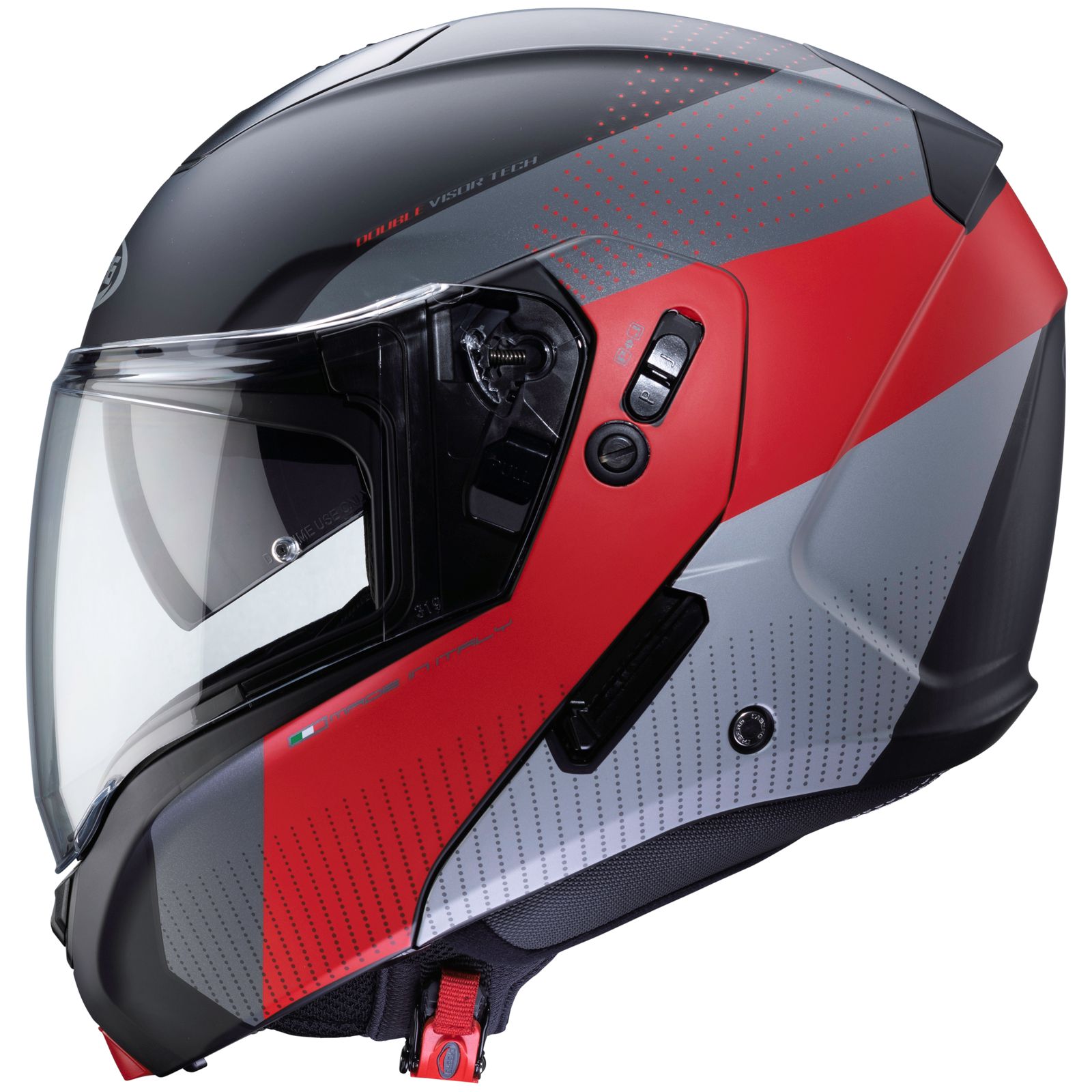 Caberg casque Horus Scout, noir mat/fluo-rouge-gris