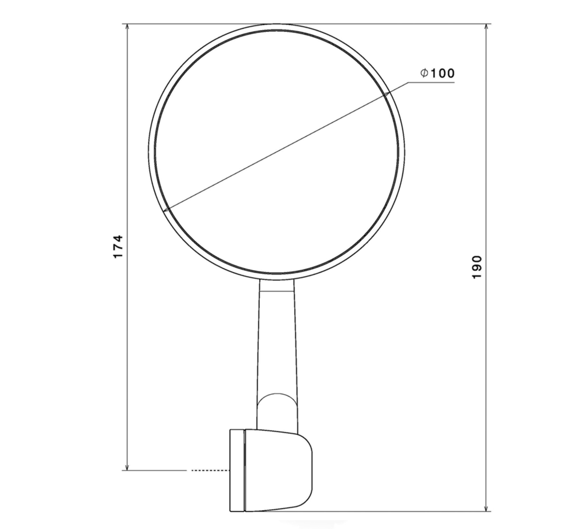 Rétroviseur d'extrémité de guidon RIZOMA "SPIRIT RS" pour Vespa LX/LXV/S/GTS/GTS Super/GTV/GT 60/GT/GT L