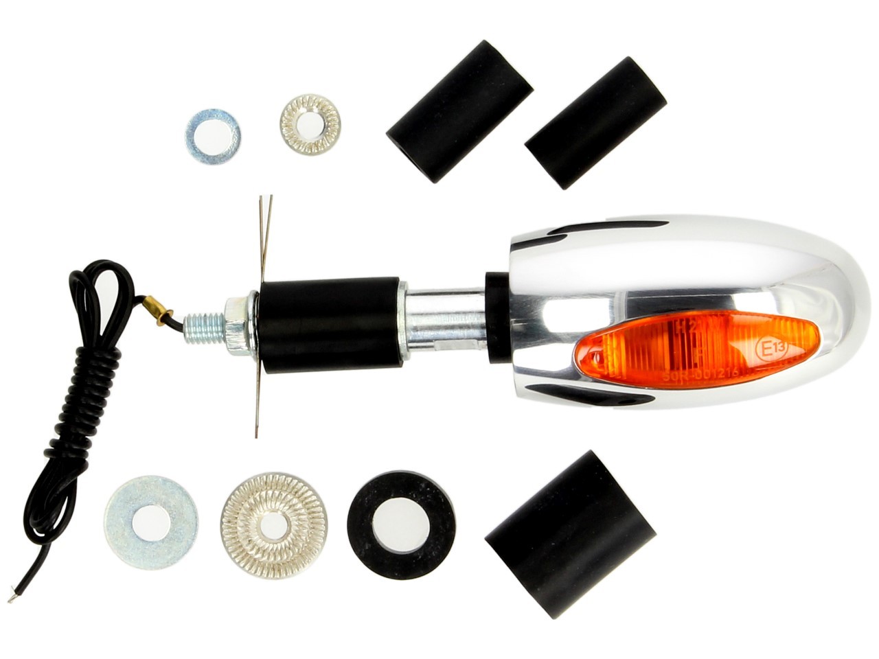 Clignotants Kellermann, BL 1000 yellow, aluminium, halogène, VR/VL, 12 V, 21 W, chrome poli, brillant