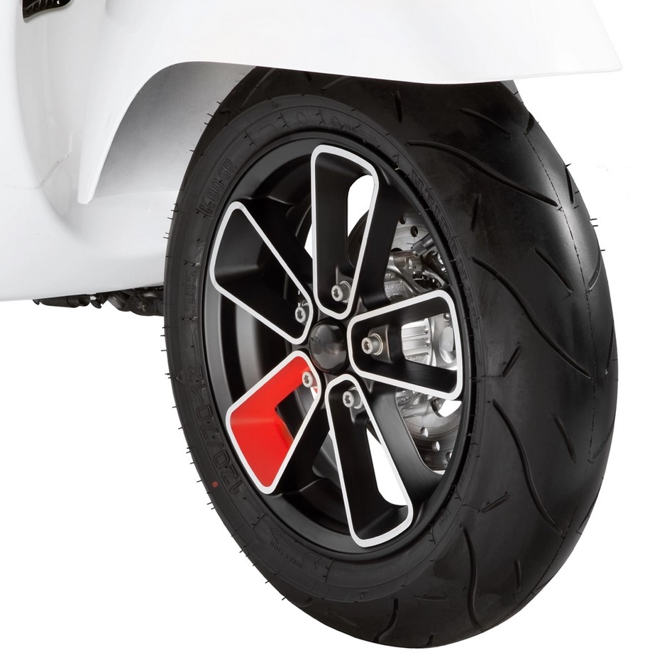 Jante avant/arrière 13" pour Vespa GTS/GTS Super/GTV/GT 60/GT/GT L 125-300cc, noir mat/rouge