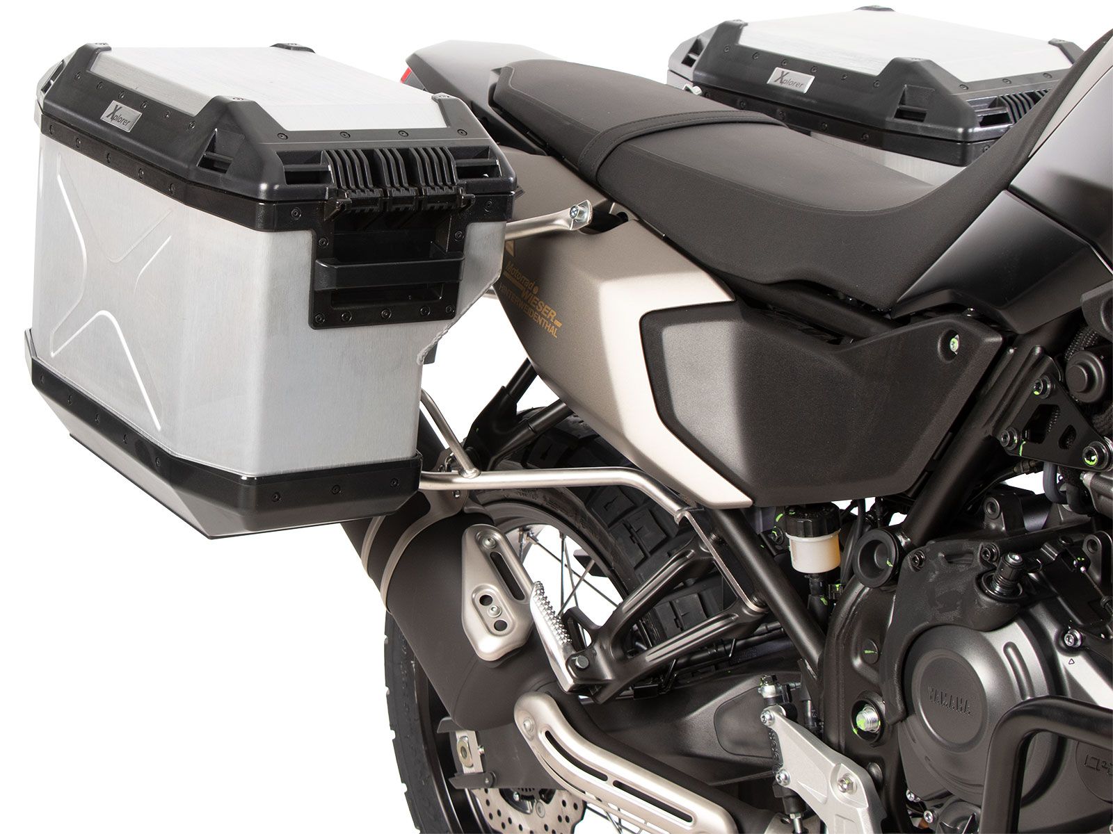Kit de support de valises Cutout en acier inoxydable y compris kit de valises Xplorer Cutout argenté pour Yamaha Ténéré 700 (25-)