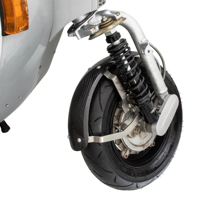 Aile 2.0 Garelli Race EVO II pour Vespa PX 80-200ccm, carbone clair, support inox