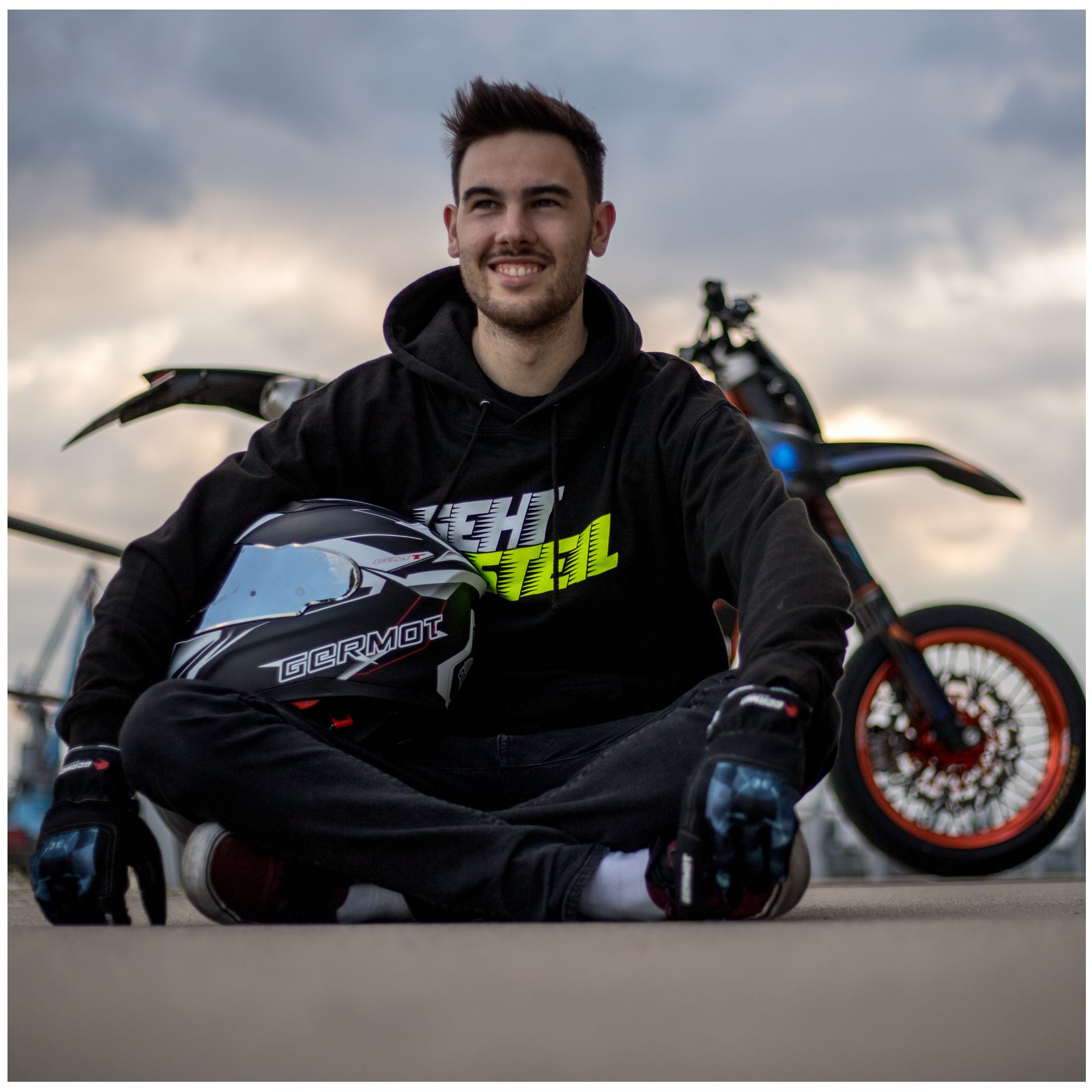 Germot casque intégral GM 330, noir mat/blanc