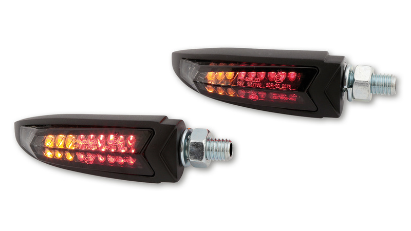 HIGHSIDER pro Arc LED feu arrière, feu stop, clignotant 3en1 noir/teinté E-approuvé (paire)