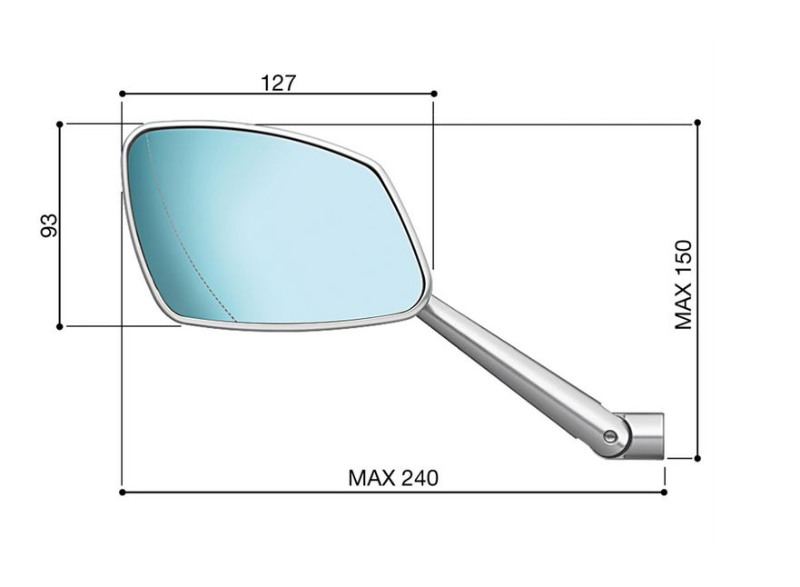 Rétroviseur RIZOMA 4D droit pour Vespa, noir anodisé