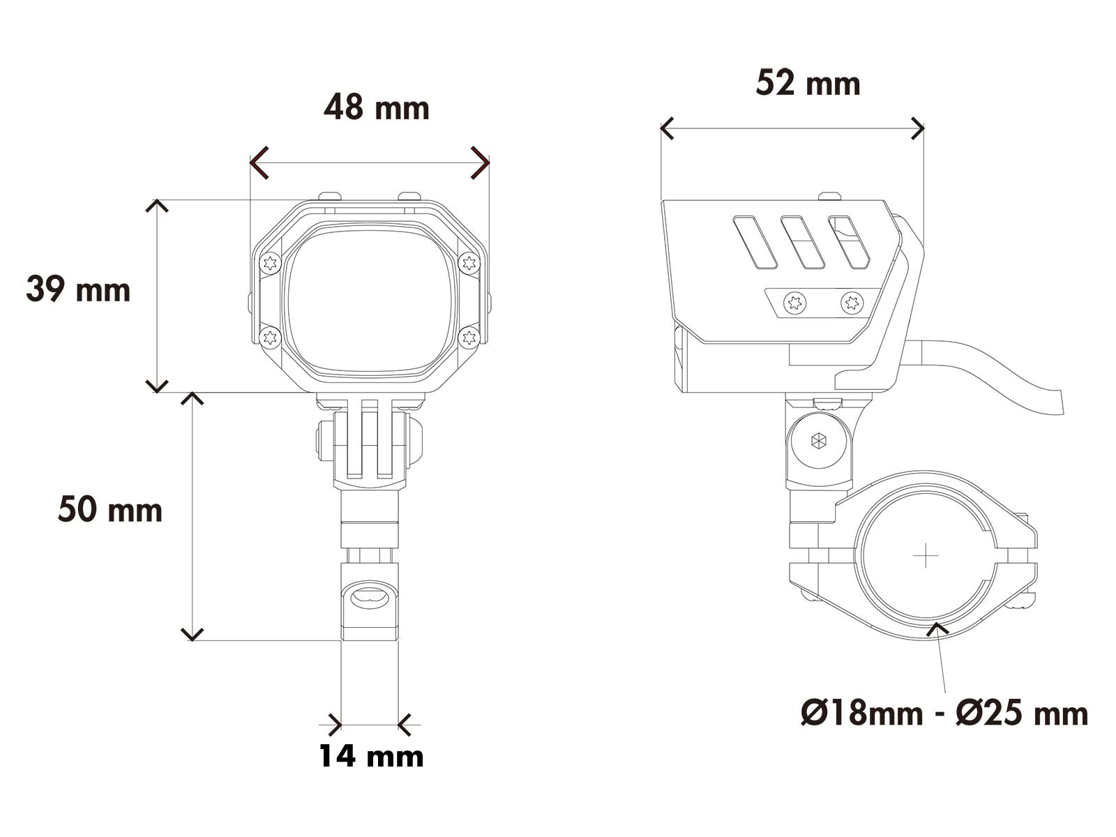 Phares supplémentaires à LED Nova avec fixation universelle pour tube Ø18-25mm Hepco & Becker