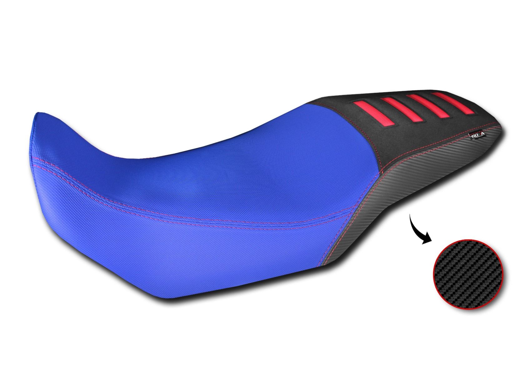 Housse de siège Comfort en fibre 3D pour Honda XL 750 Transalp, bleu / noir avec inserts rouges