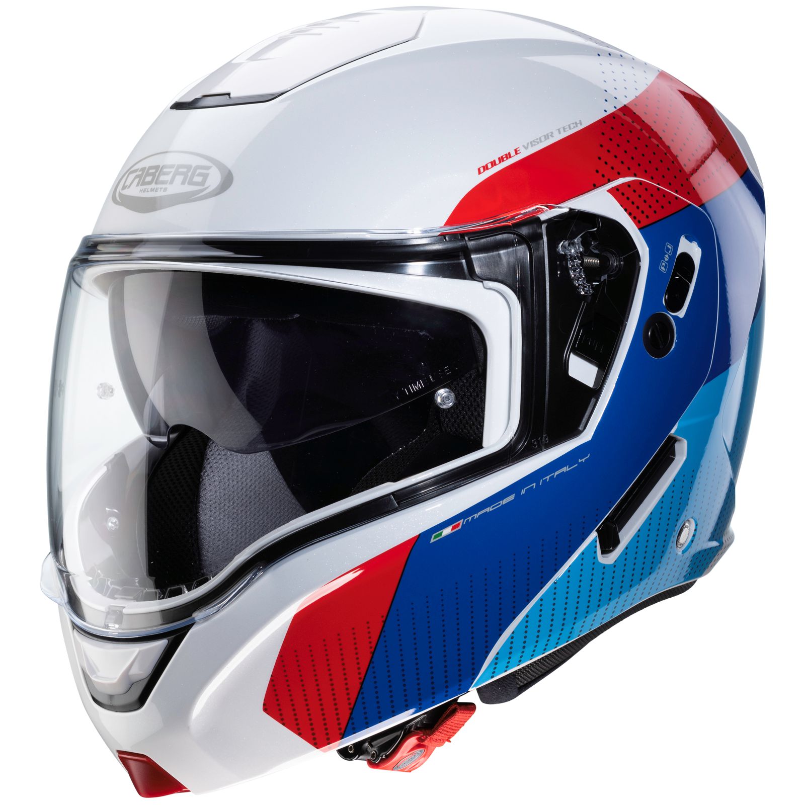 Caberg casque Horus Scout, blanc métallisé/rouge-bleu