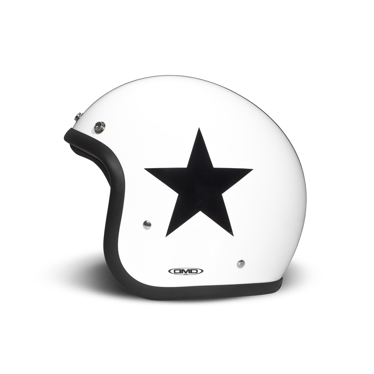 DMD casque jet rétro, blanc, mat, Star White, fibre de verre, ECE 22.06