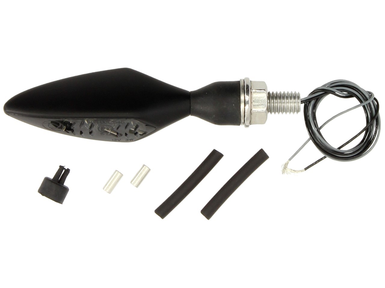 Clignotants Kellermann, Rhombus Dark, acier, LED, VR/HL, 12 V, noir satiné, M8x20, homologués E