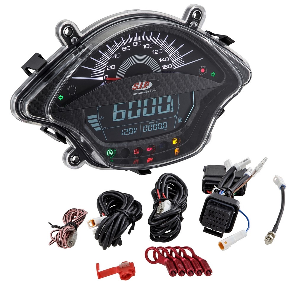 Compte-tours/tachymètre pour Vespa GTS/GTS Super 300ccm FL ('14-), carbon-look