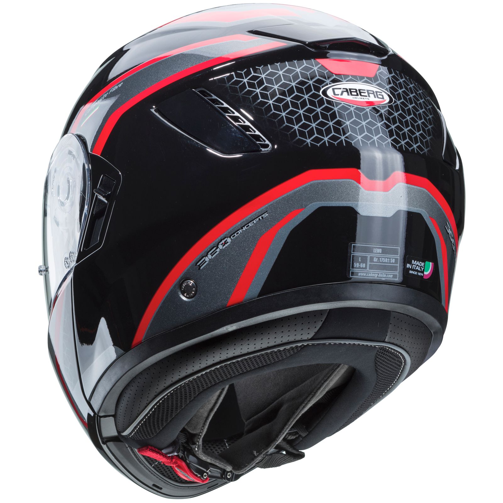 Caberg casque Levo Sonar, noir/rouge-anthracite