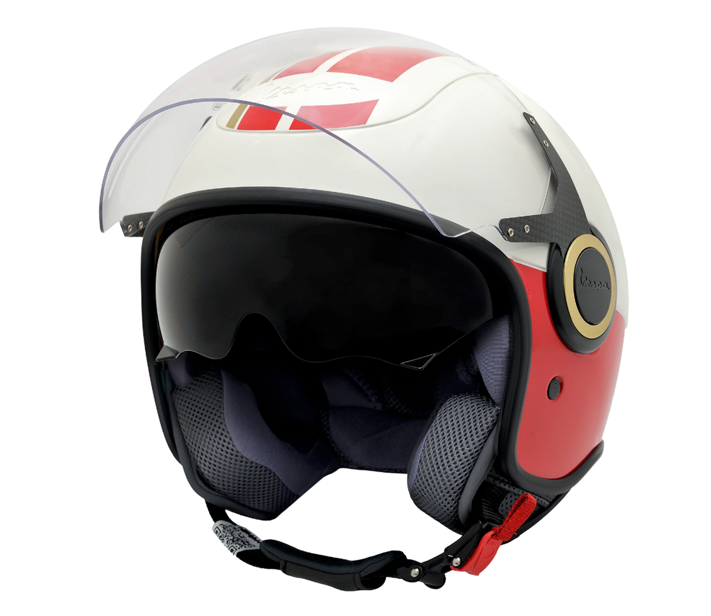 Casque jet Vespa VJ Racing 60s blanc/rouge - Sixties