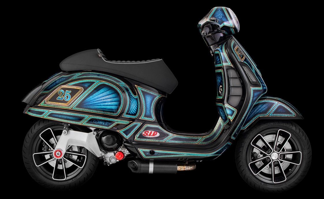 Jante avant/arrière 13" pour Vespa GTS/GTS Super/GTV/GT 125-300ccm, noire avec bordure argentée