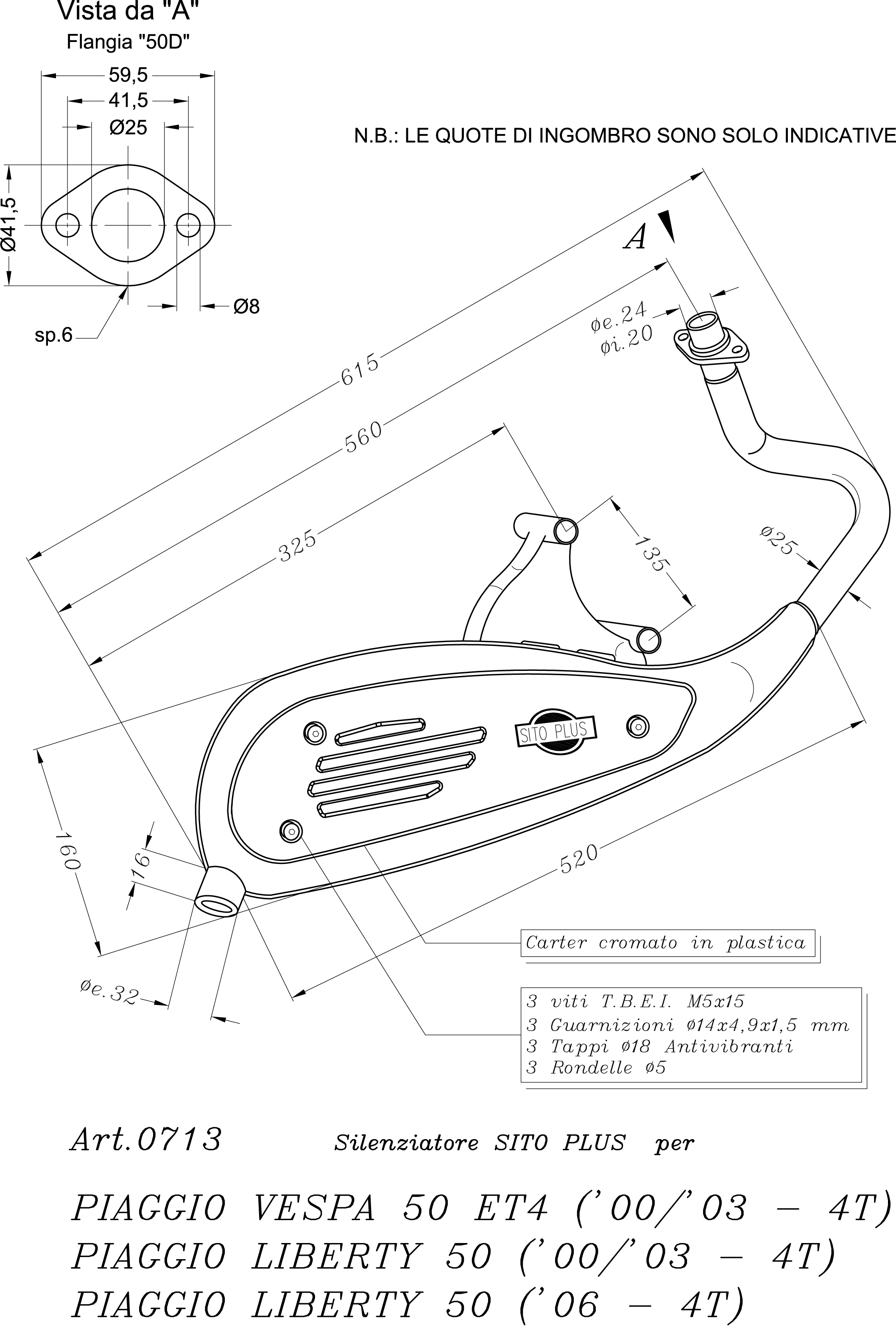 Sito / LeoVince système d'échappement Sito Plus, acier pour Piaggio / Vespa
