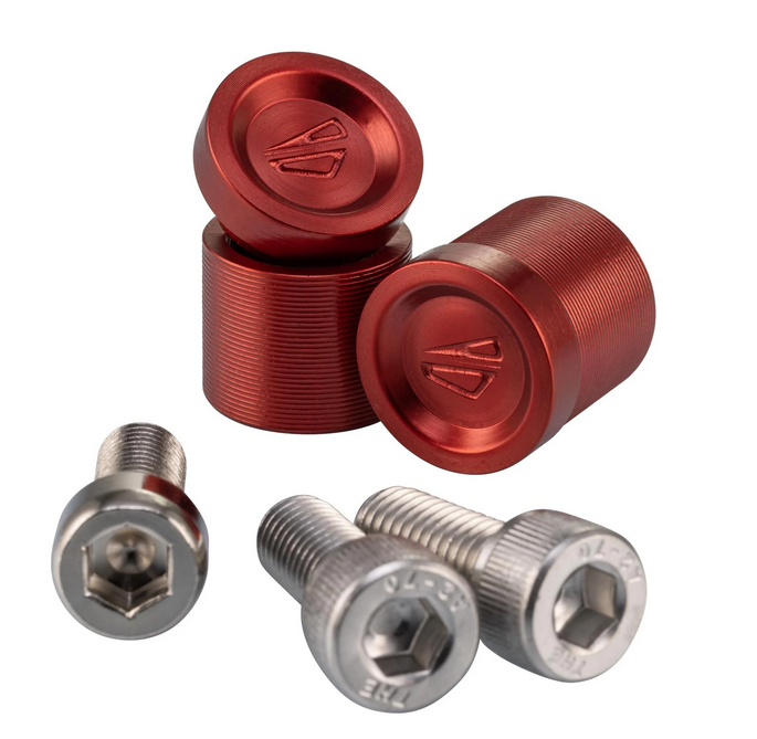 Cache trou rétroviseur gauche & droite FABRICA pour Vespa, anodisé rouge