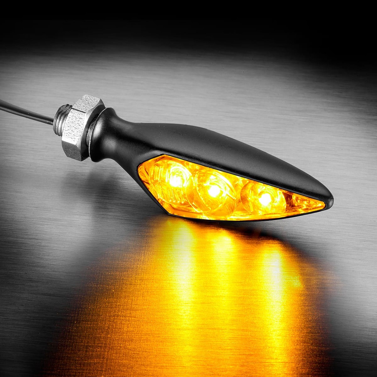 Clignotant Kellermann, Rhombus S Dark, aluminium, LED, VL/HR, 12 V, noir satiné, M5x0,5x6,5