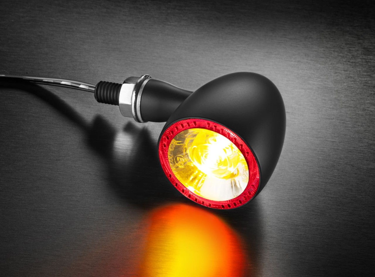 Clignotants Kellermann, feux arrière et stop, Bullet 1000 DF, acier, LED, HL/HR, 12 V, noir satiné