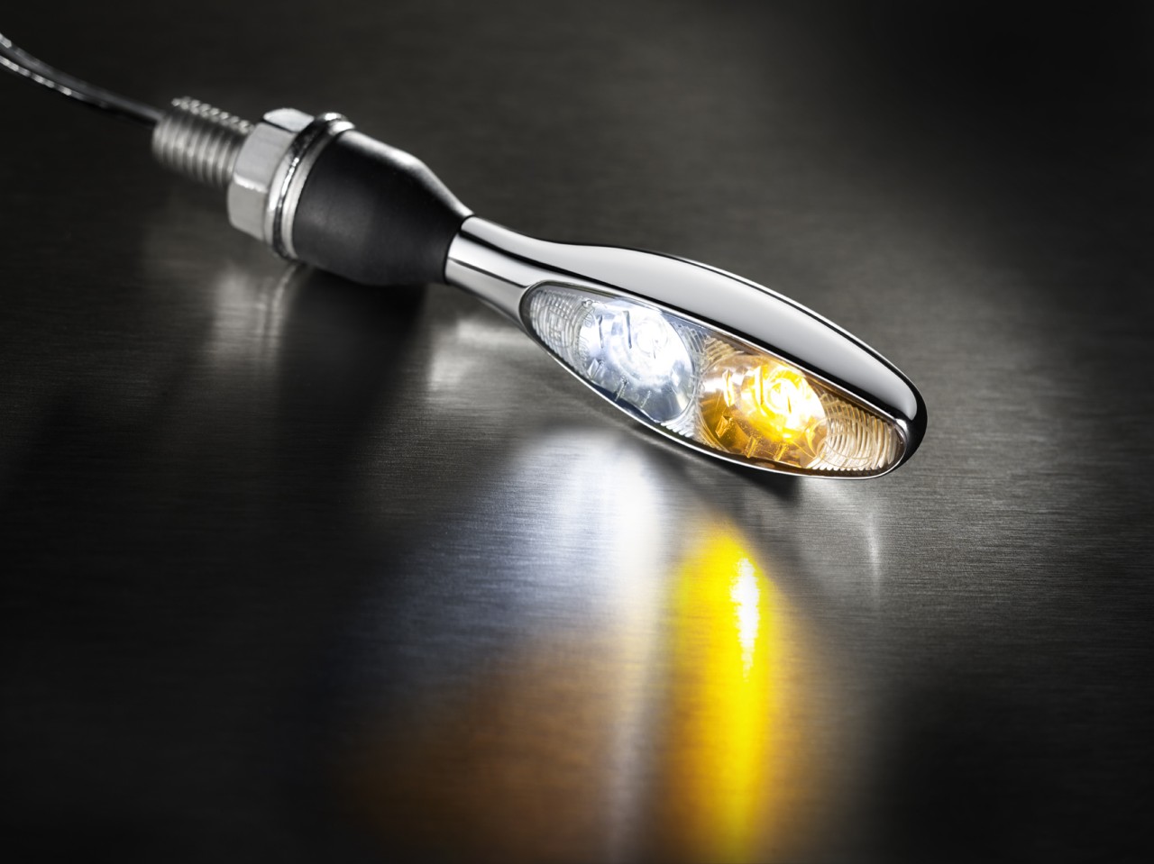 Clignotant Kellermann avec feu de position, Micro 1000 PL, acier, LED, VL/VR, 12 V, chrome brillant, M8x20