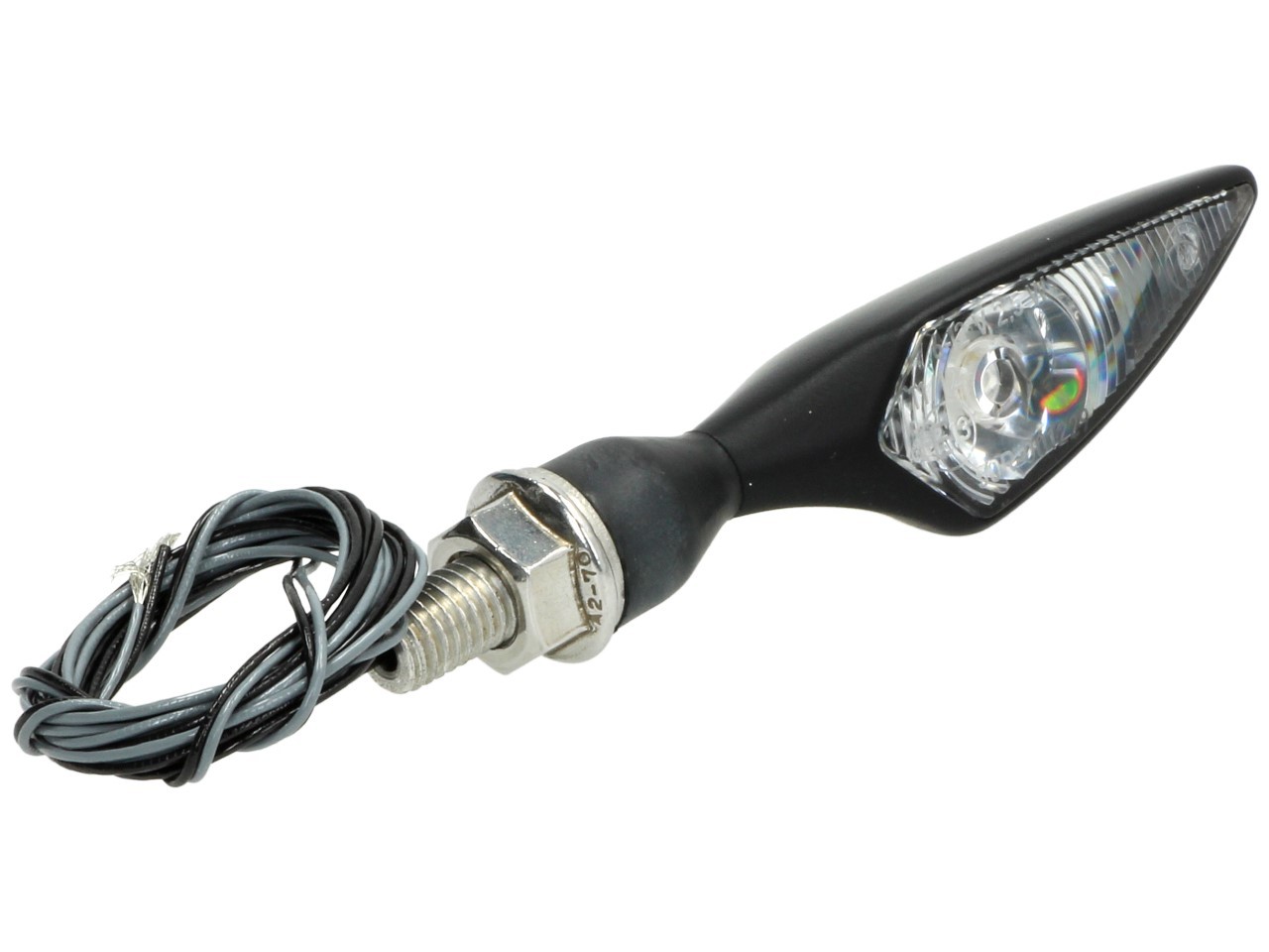 Clignotant Kellermann, losange, acier, LED, VL/HR, 12 V, noir satiné, M8x20, homologué E
