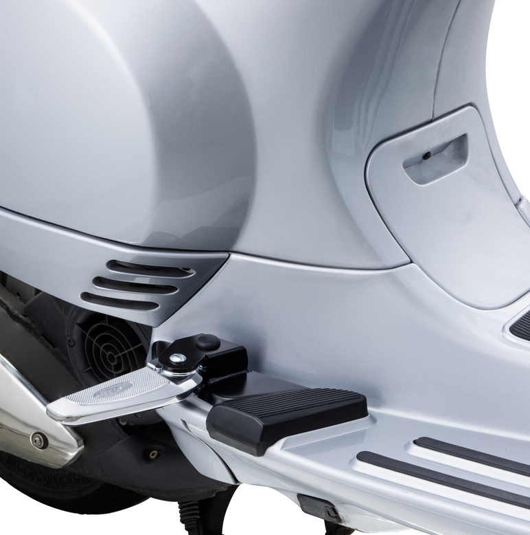 Repose-pieds droit et gauche pour Vespa LX /LXV /S 50-150ccm, noir/chrome