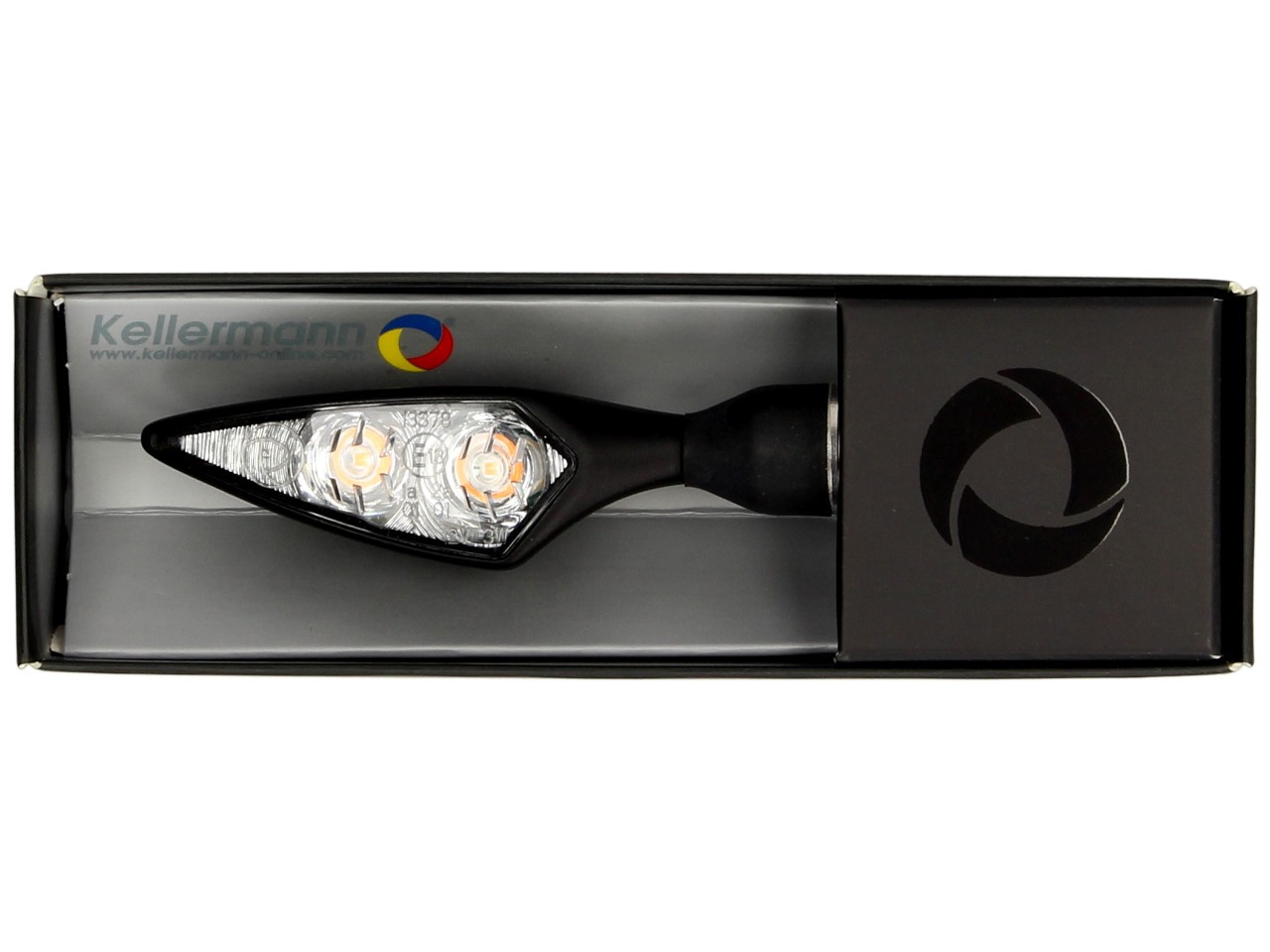 Clignotants Kellermann, Rhombus Extreme, acier, LED, VR/HL, 12 V, noir satiné, M8x20, homologués E