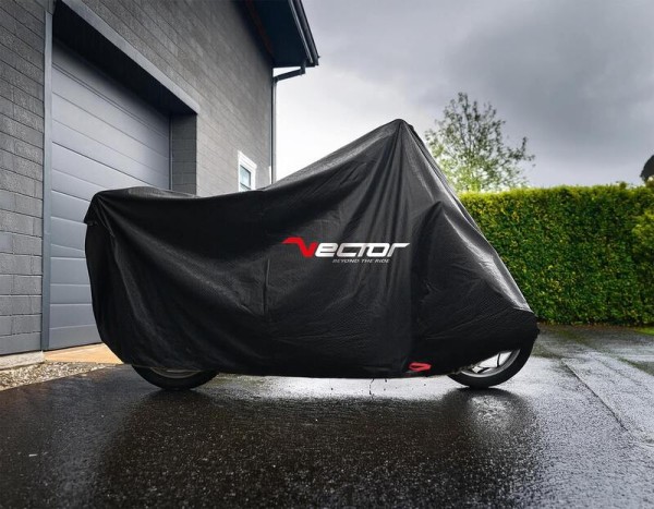 VECTOR Heavy Duty Abdeckplane außen für Motorrad/Scooter mit Topcase hohe Windschutzscheibe - Gr: M
