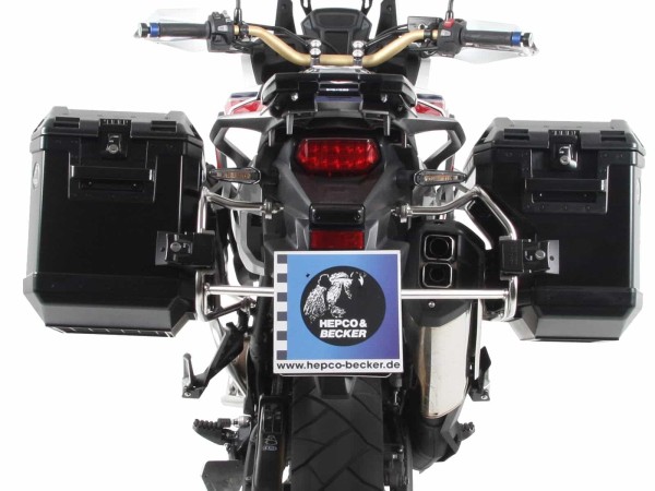 Kit de valises Xplorer Cutout noir + support Cutout argent pour Honda CRF1000 Africa Twin (18-19)