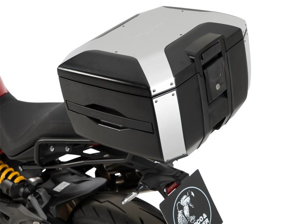 Kit Smartrack avec top-case Xcore 40 argent/noir pour Ducati Monster 890 / + (26-) Hepco & Becker