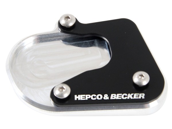 Plaque de béquille latérale argentée noire pour BMW F 850 GS (année 18-) Hepco & Becker