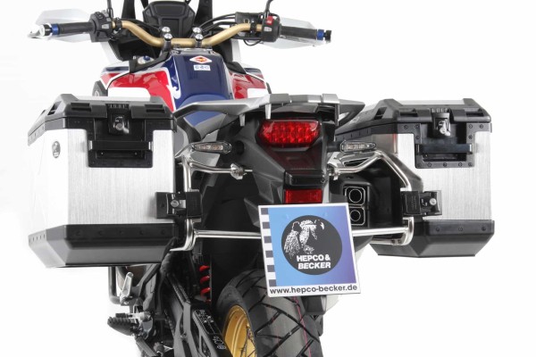 Xplorer Cutout valise argent + support de coupe pour Honda CRF 1000 Africa Twin (16-17) Hepco & Becker