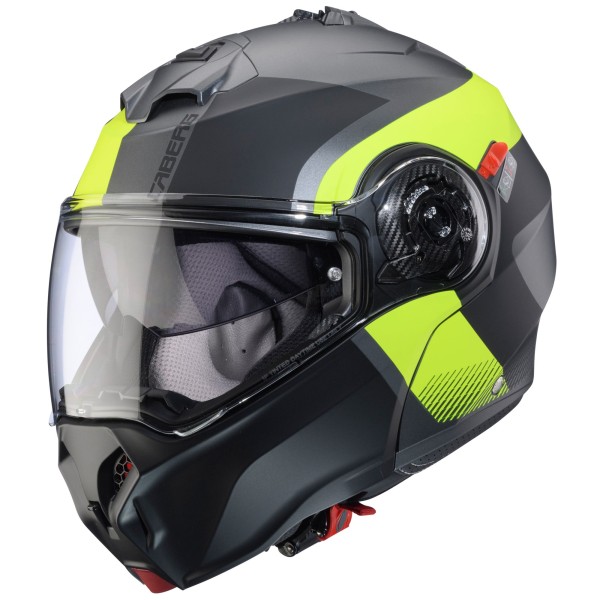 Caberg casque pliable Duke Evo Indy matt-gun metallic/noir-fluo-jaune