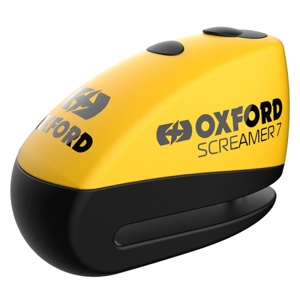 Oxford Screamer 7 Bremsscheibenschloss mit Alarm - Ø7mm Gelb/Schwarz