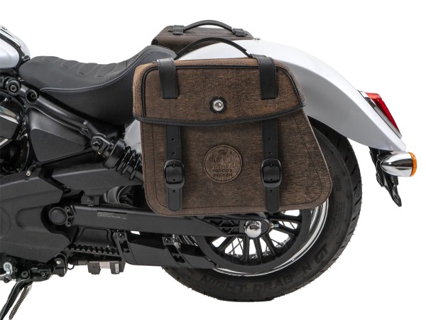 Set de sacoches Cutout marron avec support pour Indian Scout Classic 1250 (25-) Hepco & Becker
