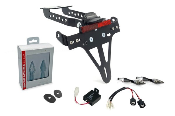 Support de plaque d'immatriculation (y compris les clignotants Barracuda avant + arrière) pour Kawasaki Z650 / Ninja 650 (20-)
