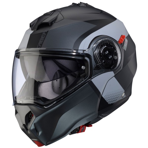 Caberg casque pliable Duke Evo Indy noir mat/gun gris métallisé